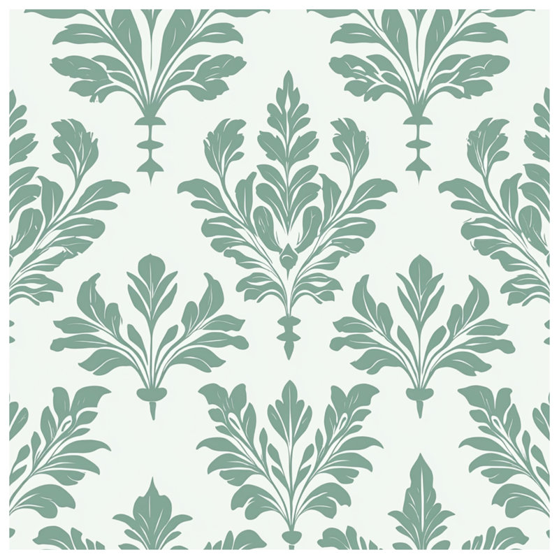 Green Leafy Damask Duvet Covers, King