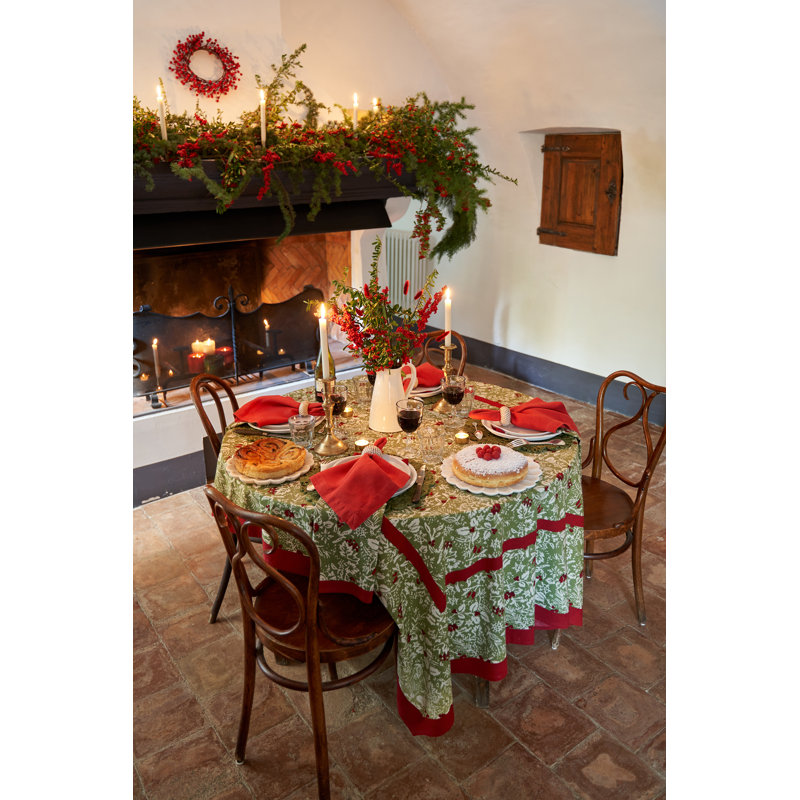 Baies De Houx Handmade Floral Tablecloth, 59" Square