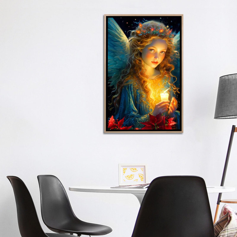 Veille de Noël - reproduction d'art murale - toile encadrée, Cadre flottant sans passe-partout, H 40 po x l 26 po, Beige