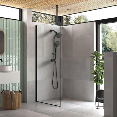 Douche à pluie sans outil de 5 pouces et combinaison de 7 jets à main avec barre coulissante réglable de 26 po, double sens d'eau 1,8 gallons par minute