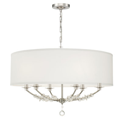 Vann 6 - Light Shaded Drum Chandelier with Crystal Accents