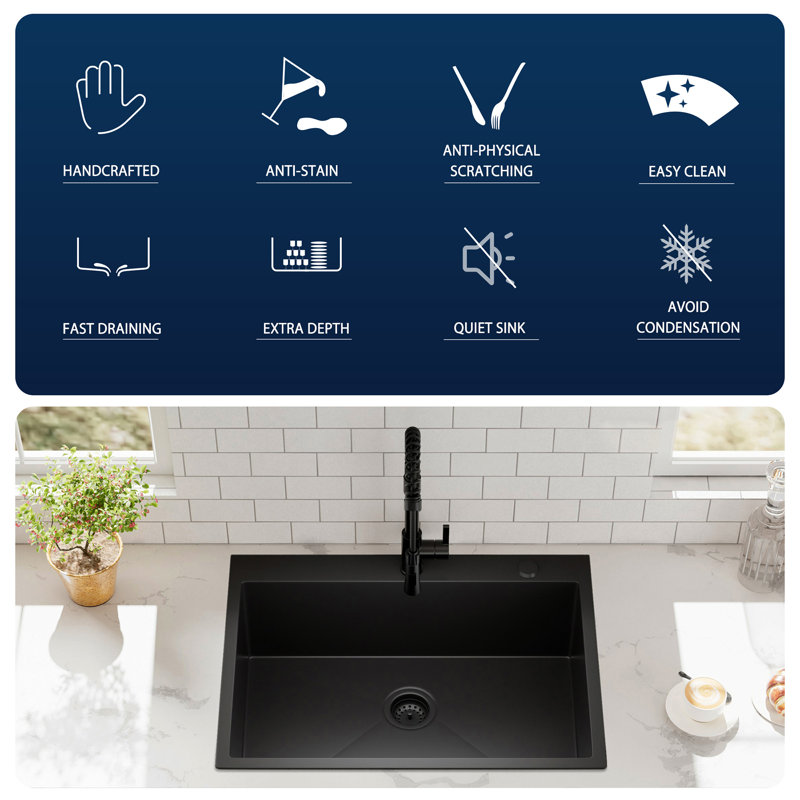 30 Inch Drop-In Single Bowl Kitchen Sink