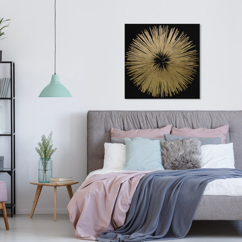 «Abstract Sunburst Golden Night», impression, Toile tendue, H 40 po x l 40 po, Sans cadre