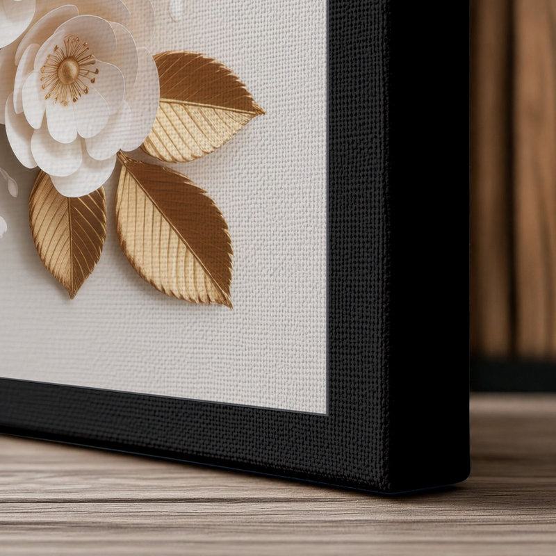 Sculpted Paper Blooms Botanical - Wrapped Canvas, 36x24 - 91.4 x 61.0 cm, Black Border