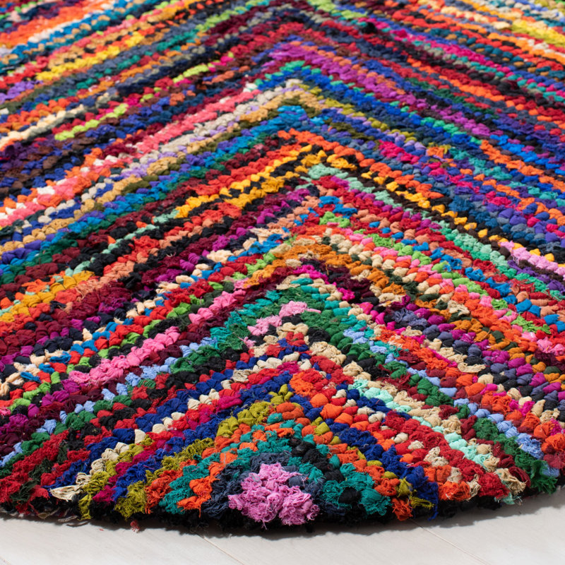 Anaheim Hand Tufted Wool Pile Chevron Rug, Round 4'