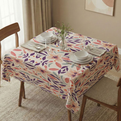 Eloan Premium Tablecloth (55 x 55 Inches), 50% Cotton & 50% Polyester, Washable & Ironable | Machine Wash Safe at 86°F, Tumble Dryer Safe | Elegant Design for Dining Room & Special Occasions, Easy Care & Durable