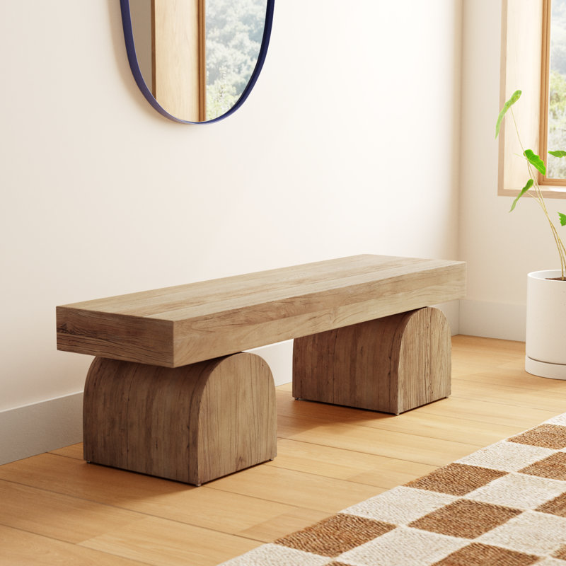 Francois 60" Solid Wood Bench, Reclaimed Natural Elm