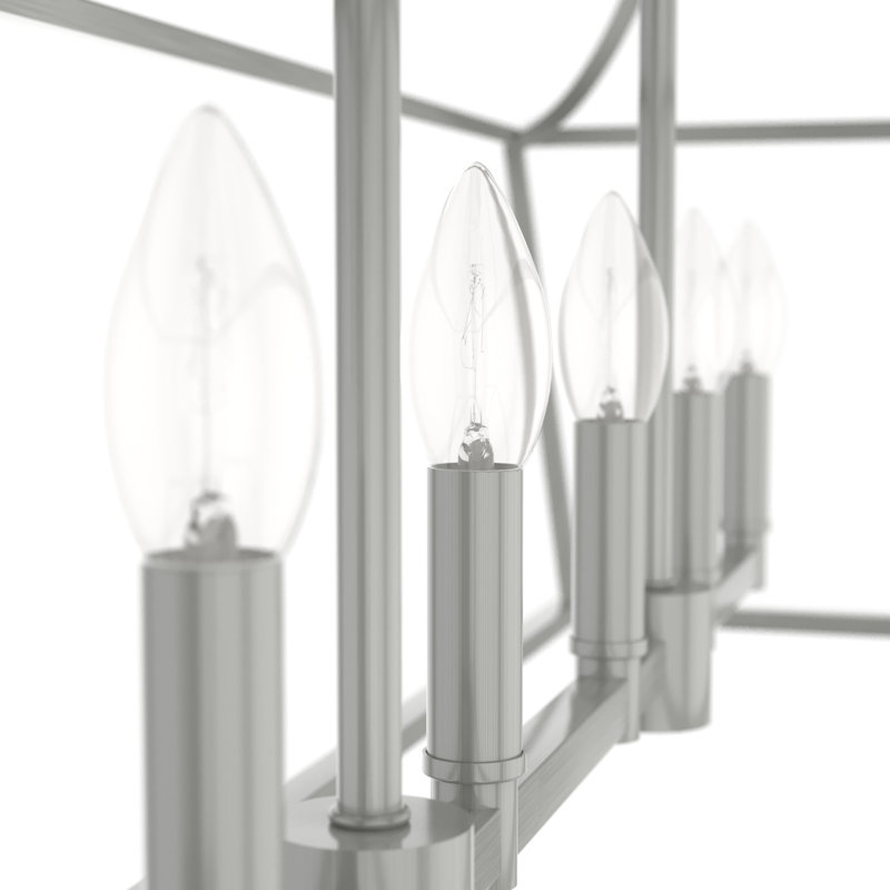 Luminaire suspendu rectangulaire à 6 lumières pour îlot de cuisine Laurel Ridge, Nickel brossé