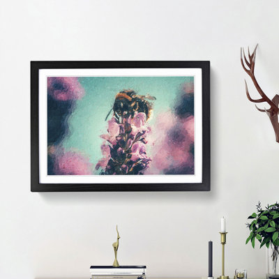Bee On A Purple Flower - Single Picture Frame Painting