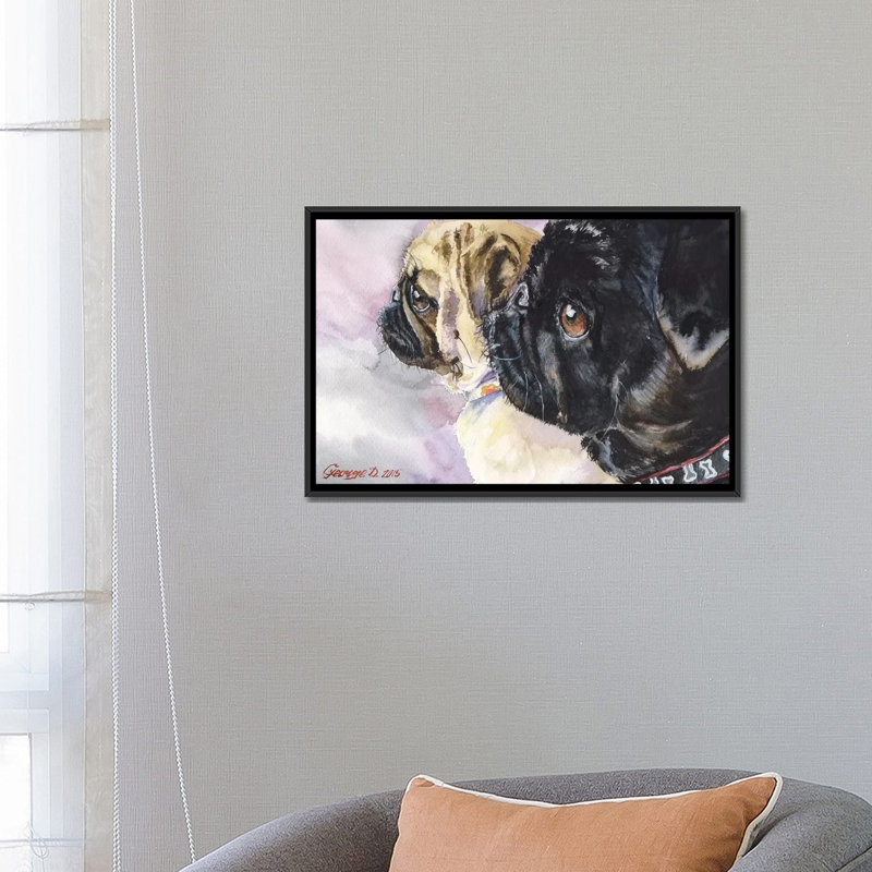 Noir et blanc, impression sur toile, H 18 po x l 26 po x P 1,5 po, Toile avec cadre noir, Pas de tapis