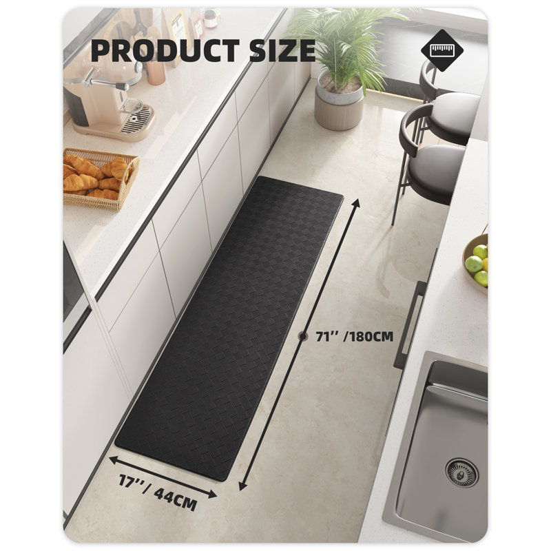 Tapis de cuisine antidérapant Devarian, Noir, Tapis de couloir 1 pi 4 po x 5 pi 9 po