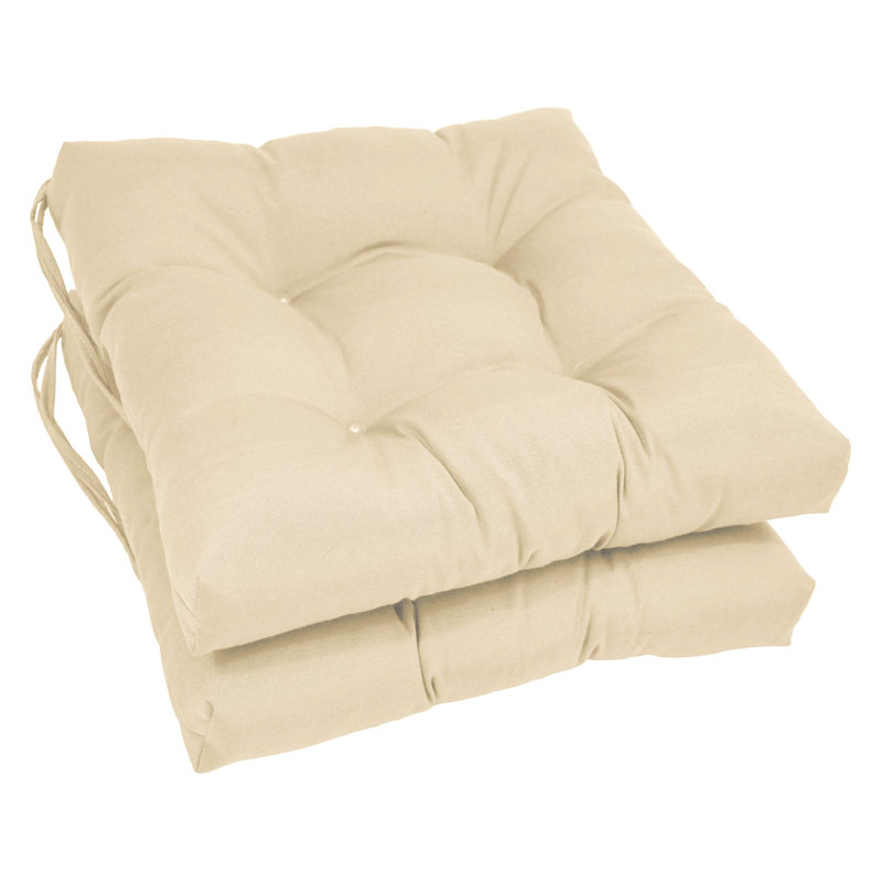 16-Inch Solid Twill Square Tufted Chair Cushions, Natural
