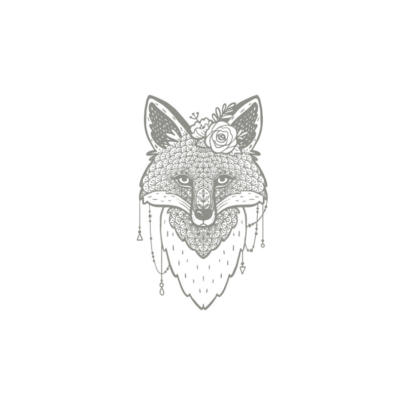 Décalcomanie murale animal fox, Gris argenté