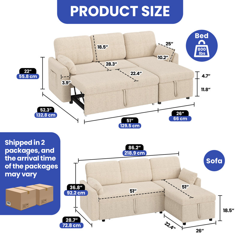 Canapé modulaire rembourré 4 pièces Floetta, Peluche beige