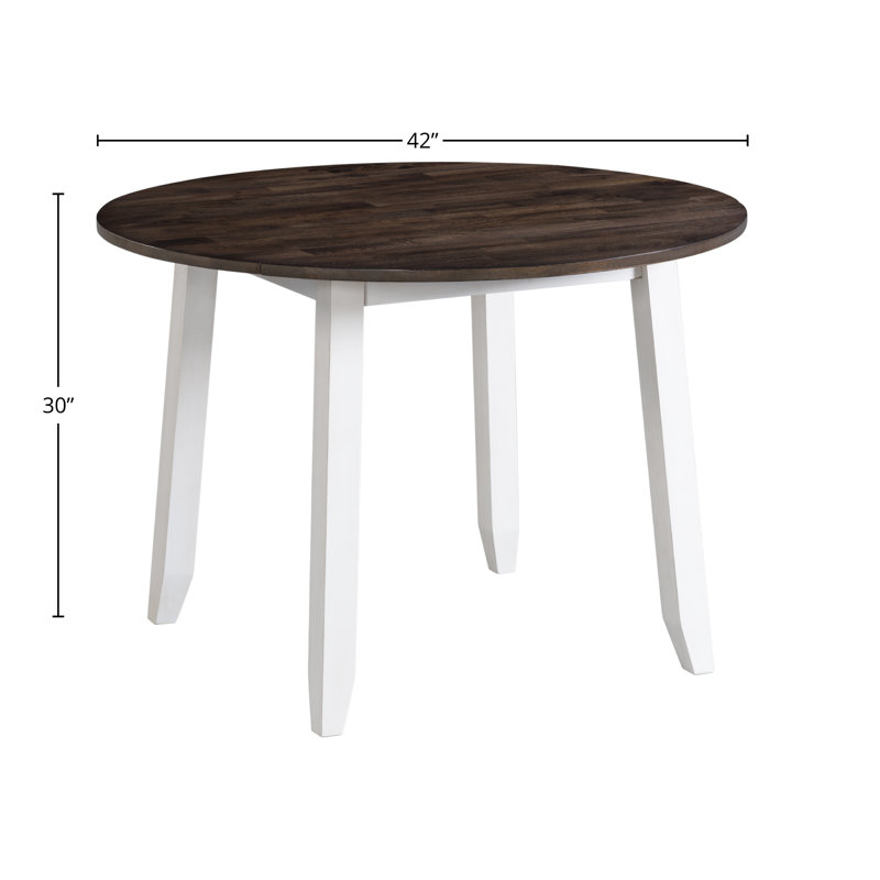 Transitional Kona 42" Round Extendable Solid Wood Dining Table in Gray & White