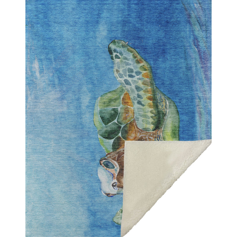 Addison Machine Washable Sherpa Turtle Throw Blanket