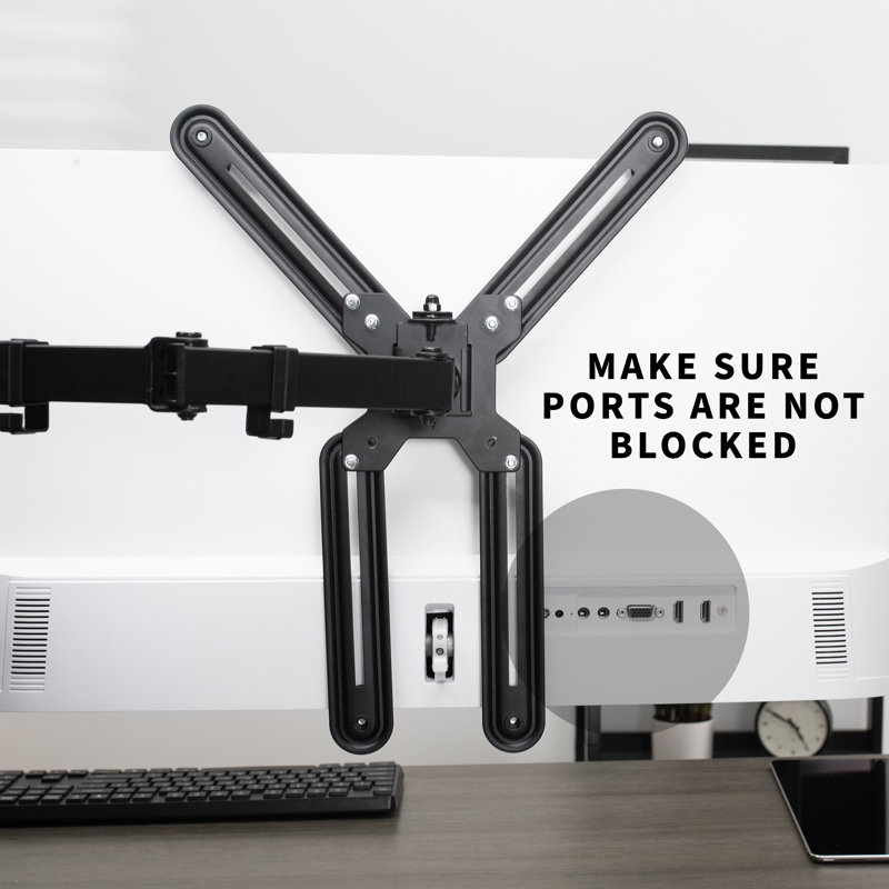 Black Dual Monitor Desk Mount with VESA Adapter Brackets