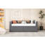 Lit de jour simple en velours gris avec 2 tiroirs ergonomiques pour un espace de rangement supplémentaire, design moderne-356793491