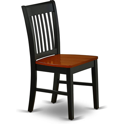  Chaise de salle à manger à dossier en lattes de bois noir et cerisier (ensemble de 2)