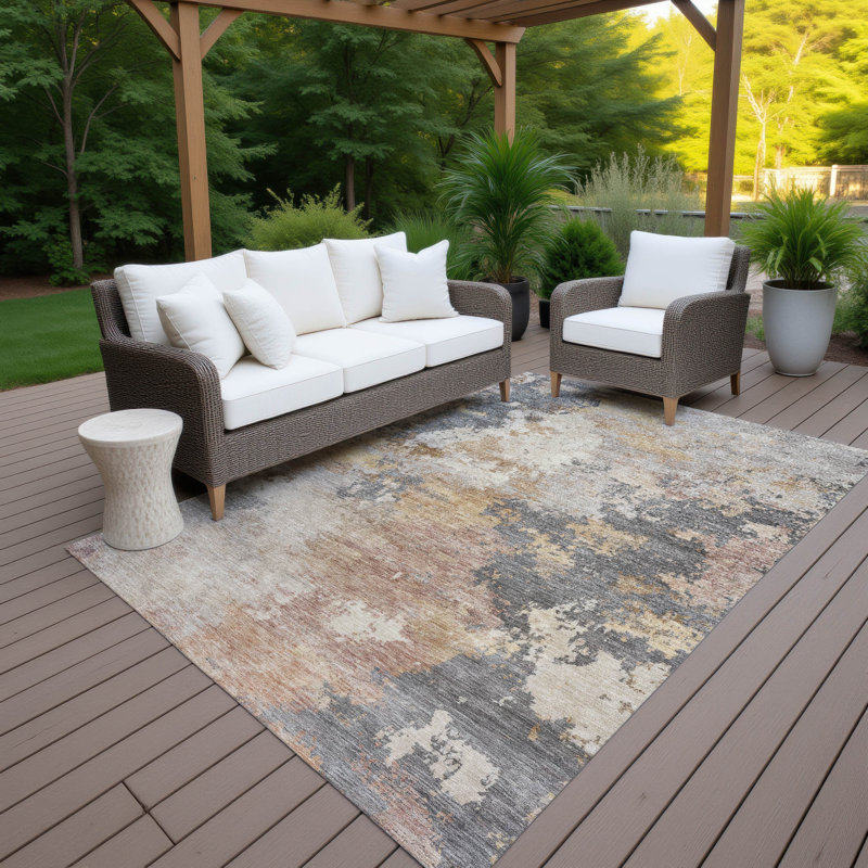 Machine Washable Indoor/Outdoor Jadiel ACN2367 Abstract Rug, Rectangle 3' x 5'