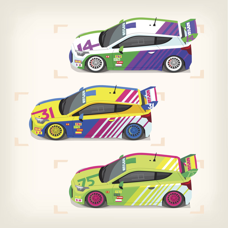 Racing Cars by Snegok13 - Wrapped Canvas Print, 30cm H x 30cm W