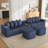 137.5" Modular Corduroy U Shaped Sofa-605434435