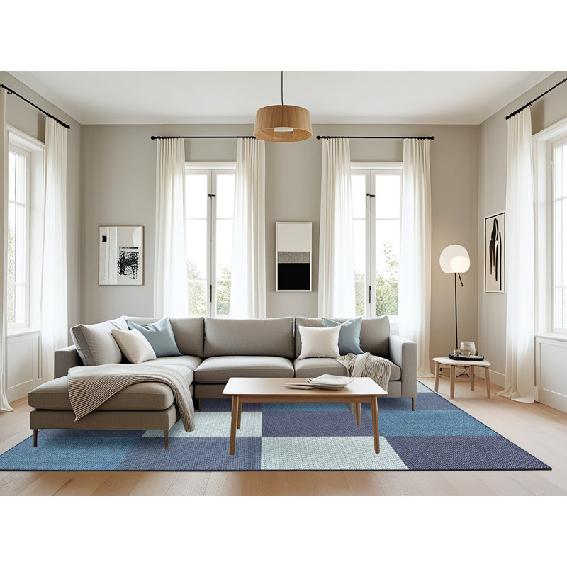 Tapis bleu / gris Antron, Rectangle 8 pi x 12 pi