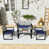 Coussin bleu / cadre gris / noir