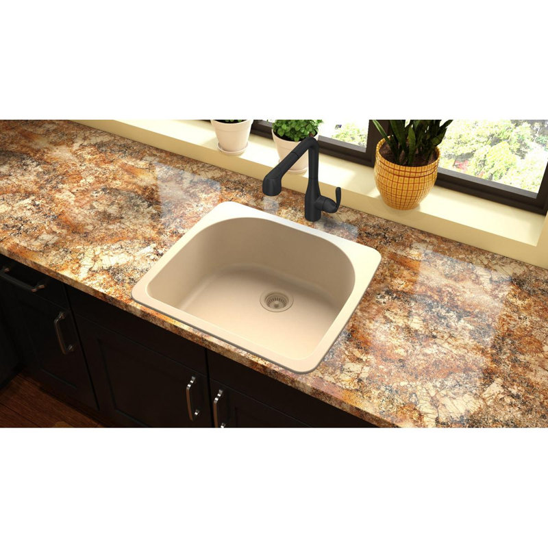 Quartz Classic 25" L x 22" W Drop-In Kitchen Sink, Sand