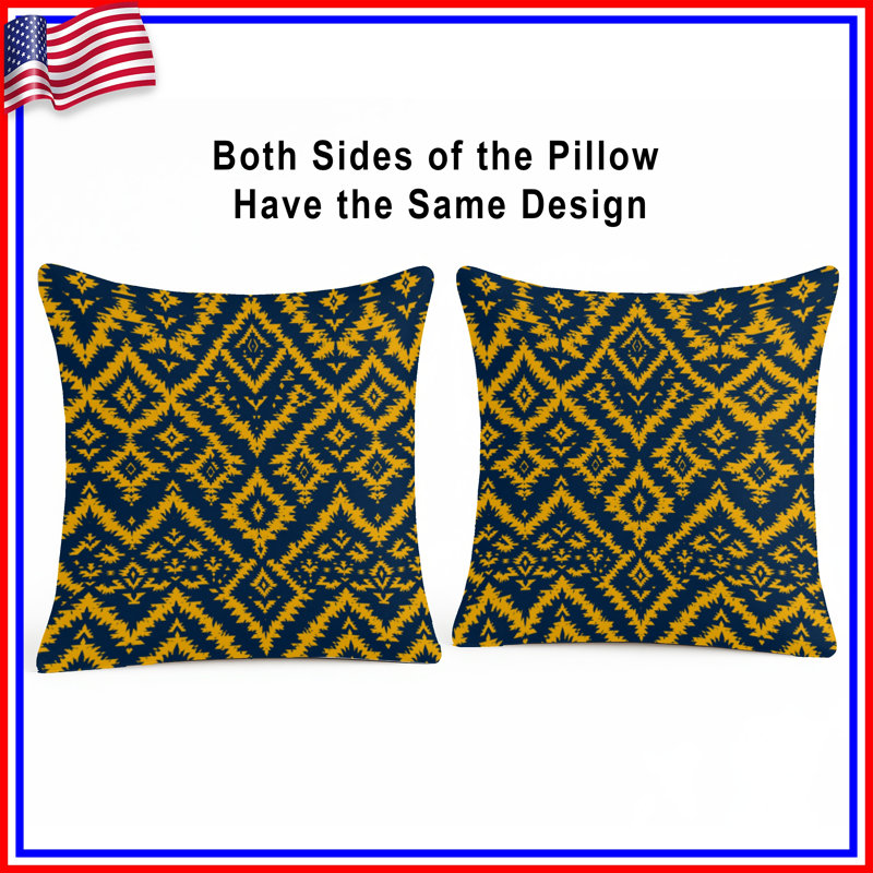 Yellow Geometric Pattern Double Sided Throw Pillows, 14 x 14 inches