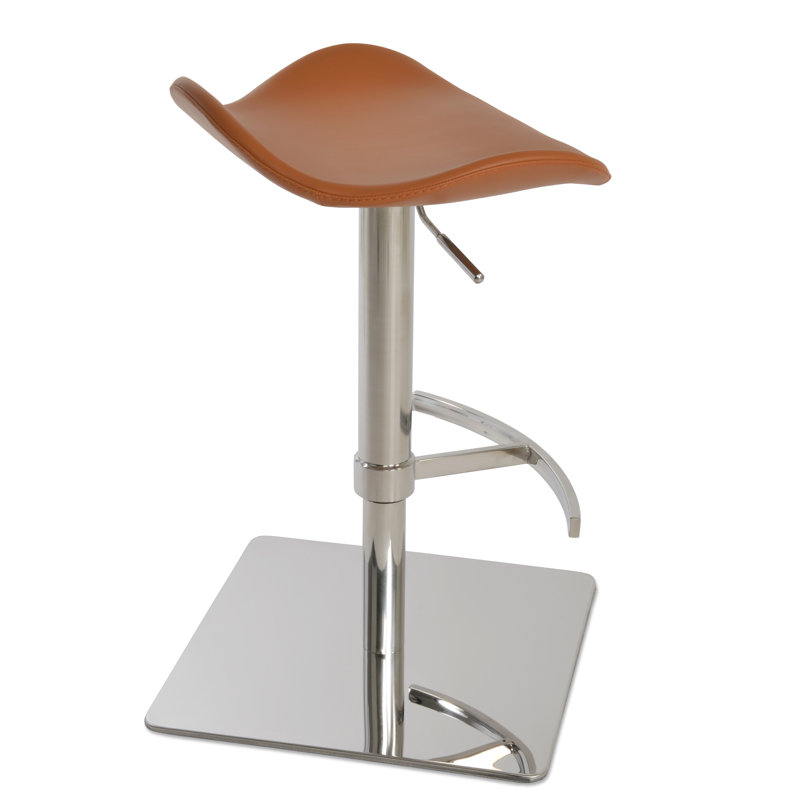 Falcon Piston Adjustable Height Swivel Bar Stool, Caramel