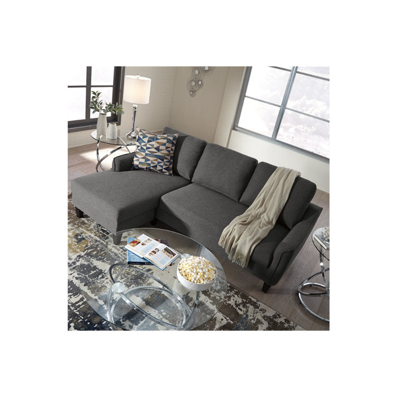Upholstered L-Shaped Sectional Left Hand Facing, Gray Polyester