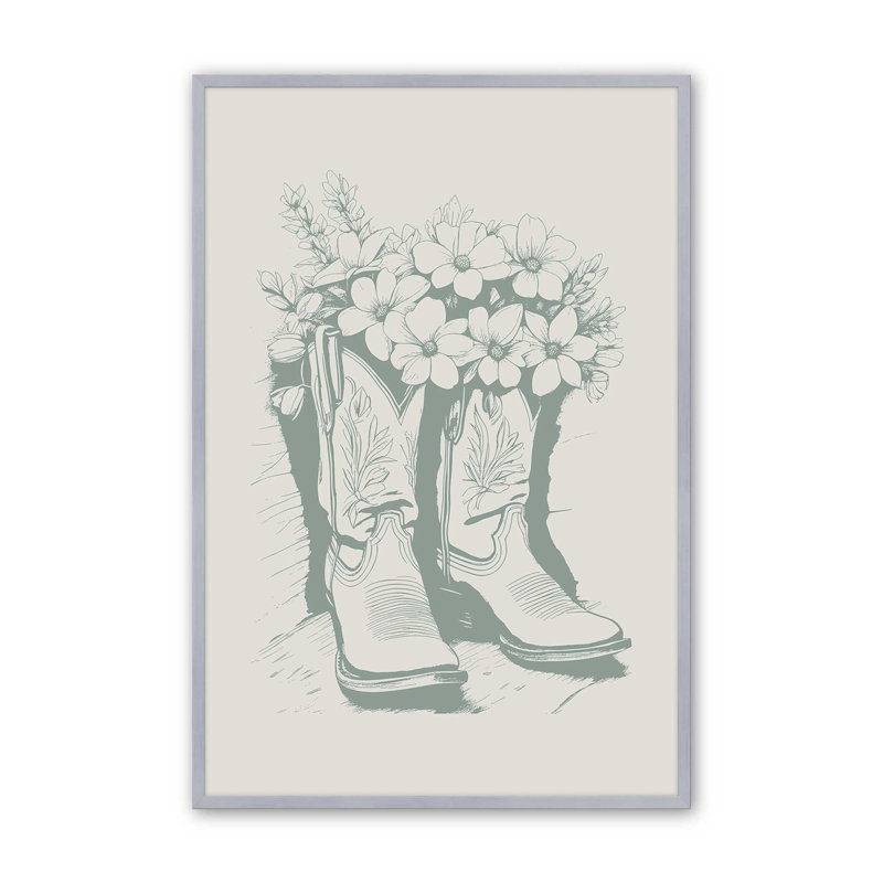 Bottes de cowboy vertes en fleurs, H 15,25 po x l 12,25 po, Chrome poli
