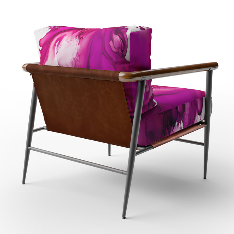 Fauteuil d'appoint rembourré à motif ancien Mystery In Viva Magenta II, Noir