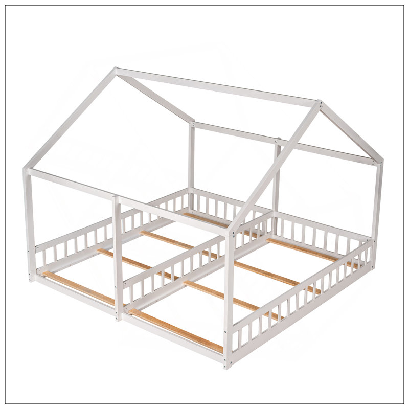 Lit plateforme simple, deux lits partagés, Blanc