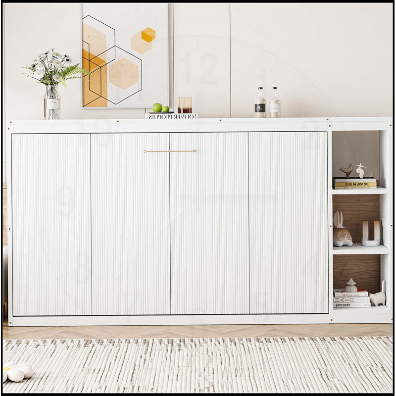 Murphy Bed With Bookshelf, Twin, White