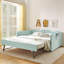 Lit de jour double, lit de jour rembourré en vichy équipé d'un cadre de lit gigogne escamotable et d'une poche de rangement latérale, canapé-lit multifonctionnel en bois massif pour chambre d'enfant et chambre d'amis - Cyan-131204915-131204917