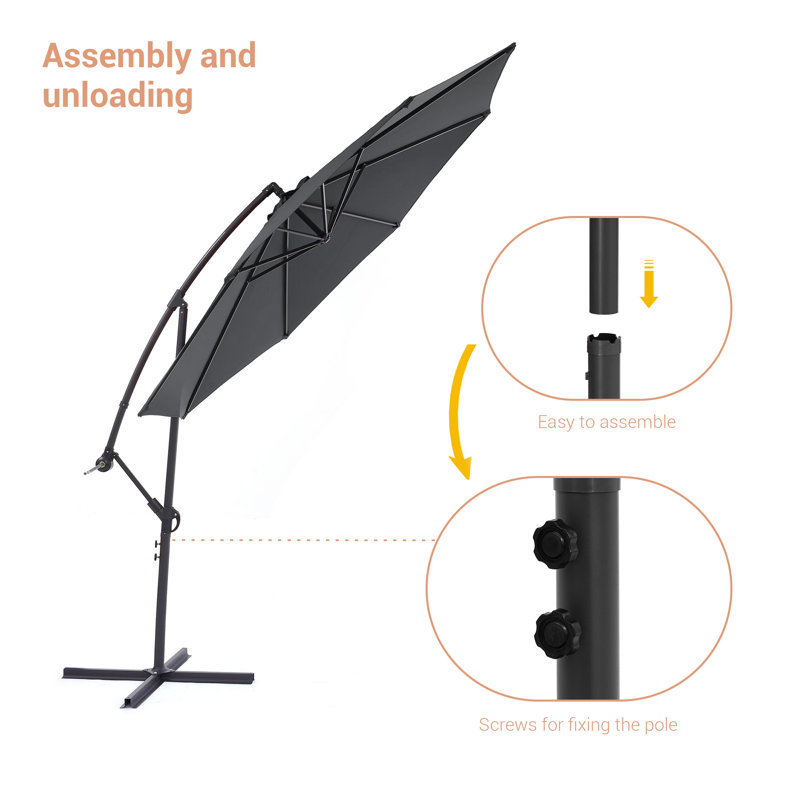 Parasol en porte-à-faux 120 po, Gris anthracite