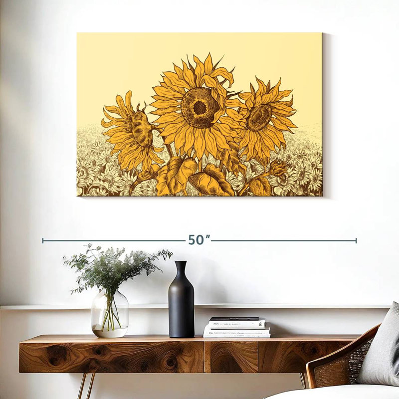 Champ de tournesols rétro Alvord, H 26 po x l 39 po