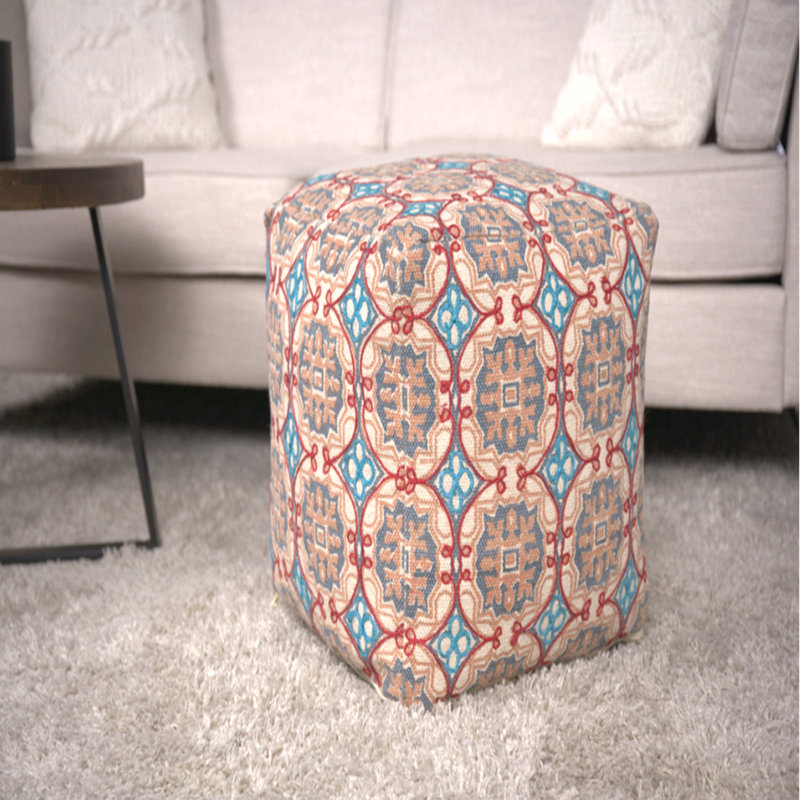 Fabric Upholstered Pouf Ottoman