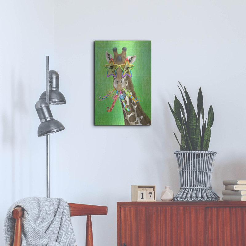 Art mural en métal Trinx «Party Safari Giraffe» par Shari Warren, H 24 po x l 16 po