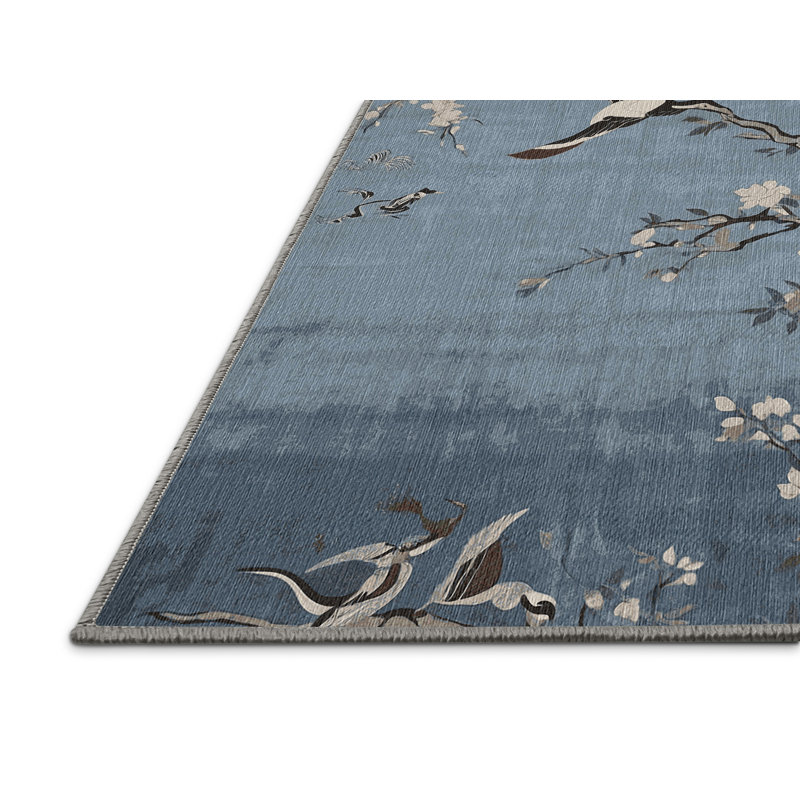 Tapis gris lavable à la machine, Rond 5 pi