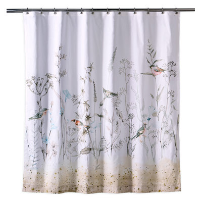 Maison d' Hermine Shower Curtain 100% Cotton One Panel 70"x72" Washable Fabric Shower Curtains for Bathroom, Easy Hanging with 12 Button Holes - Home Hotel ( Meadow Florals - Brown )
