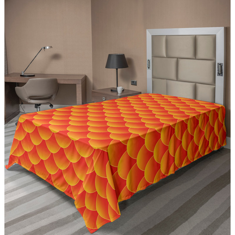 Ambesonne Nature Top Flat Sheet Glisten Fish Sunlight, Burnt Orange Abstract 1, Twin Flat Sheet