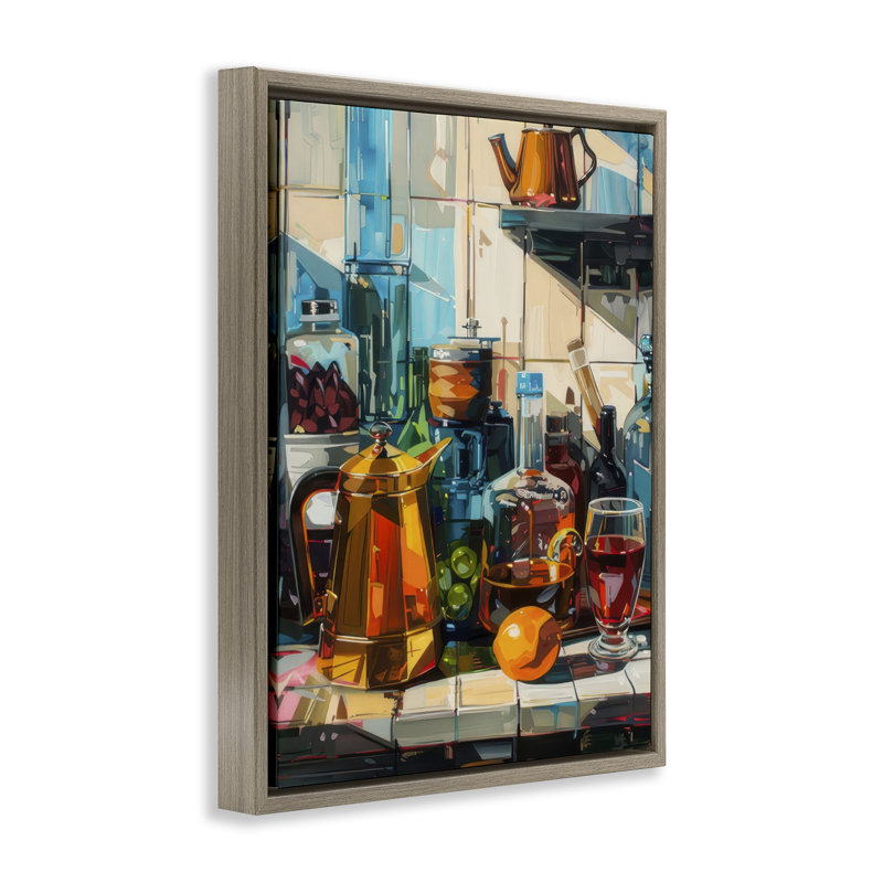  Kitchen Counter Cocktails Canvas Wall Art by LSR Design Studio, H 21 po x l 17 po, Cadre flottant orme Montalcino