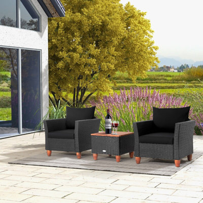 Achintya Wicker 2 - Person Garden Lounge Set with Cushions
