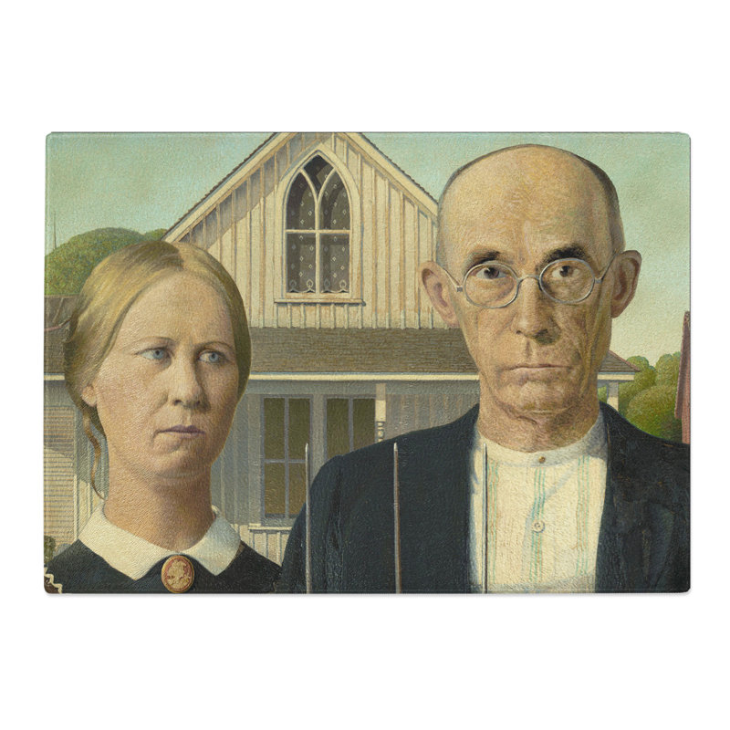 American Gothic by Grant Wood Chopping Board, 0.4cm H x 29cm W x 39cm L