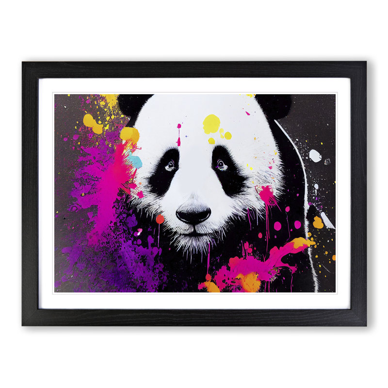 XH1022-6784X Panda Splash Vol.4 Abstract - Single Picture Frame Print, 46cm H x 64cm W x 2cm D, Black