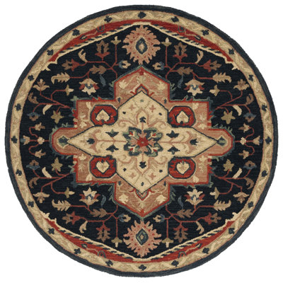 Heritage Hand Tufted Wool/Cotton/Latex Oriental Rug in Navy/Red