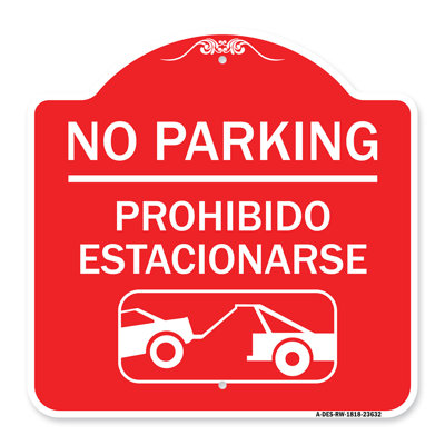 Enseigne Signmission Designer Series - No Park - Prohibido Estacionarse (avec graphique de remorquage de voiture | Enseigne architecturale en aluminium de gros calibre 18 po x 24 po vert et blanc | Protégez votre entreprise | Fabriqué aux États-Unis